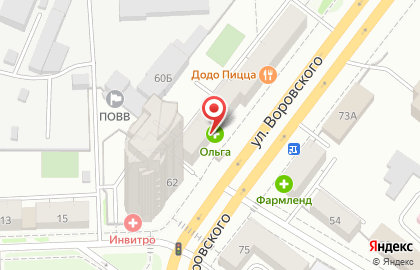 Аптека Ольга на улице Воровского на карте