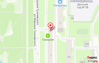 Киоск по продаже фруктов и овощей на улице Маршала Тухачевского на карте