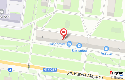 Супермаркет Пятерочка на 1-м микрорайоне, 8 на карте