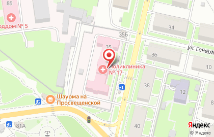Городская поликлиника №17 Московского района г. Нижнего Новгорода в Московском районе на карте