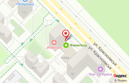 Ермолинские полуфабрикаты на улице Краснолесья на карте