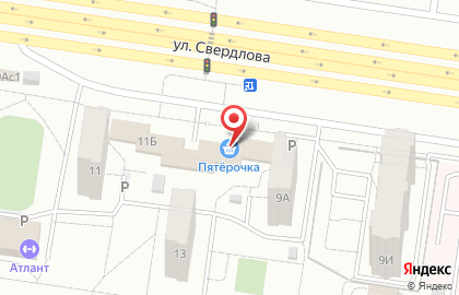 Супермаркет Пятёрочка на улице Свердлова, 9б на карте