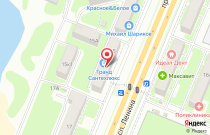 Розничный магазин бытовой и инженерной сантехники Сантехлюкс на проспекте Ленина на карте