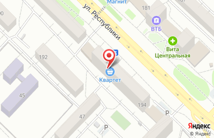 Магазин кондитерских изделий Квартет на улице Республики на карте