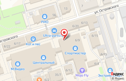 Супермаркет Пятёрочка на улице Островского на карте