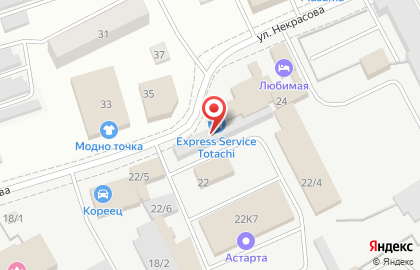 Специализированный центр по продаже и замене автомасел Express service TOTACHI на улице Некрасова на карте