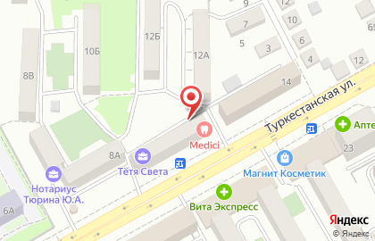 Брекеты, детский стоматологический центр на Туркестанской улице на карте