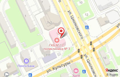 Поликлиника ГКБ №12 на улице Циолковского на карте