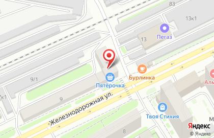 Сеть супермаркетов Сибириада на Железнодорожной улице на карте