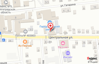 Киоск хлебобулочных изделий на Центральной улице на карте