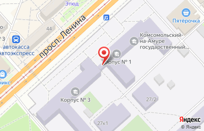 КнАГТУ, Комсомольский-на-Амуре государственный технический университет на проспекте Ленина на карте