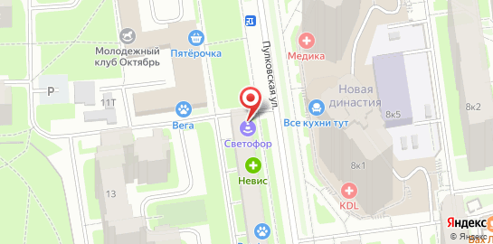 Автошкола Светофор на Пулковской улице на карте