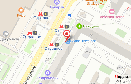 Магазин букетов СоюзЦветТорг на метро Отрадное на карте