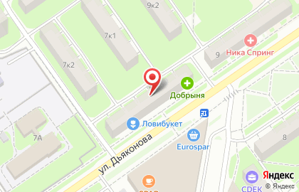 Сеть аптек, ООО Добрыня на улице Дьяконова на карте