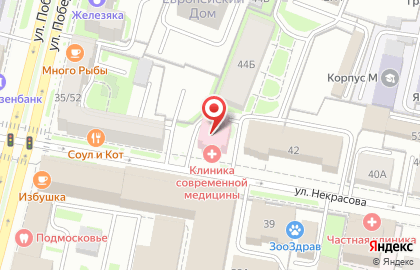 Клиника современной медицины на улице Некрасова на карте