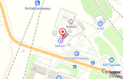 Шинно-технический центр Шина+ в Рубцовске на карте