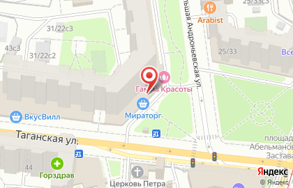 Супермаркет Мираторг на Таганской улице на карте