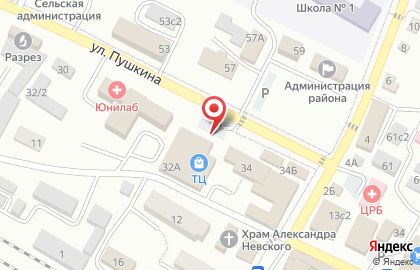 Торговый центр Универмаг на улице Пушкина на карте