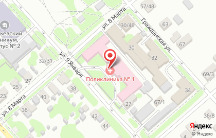 Поликлиника №1 Егорьевская центральная районная больница на улице 9 Января в Егорьевске на карте
