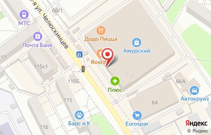 Торговый комплекс Амурский на 4-ой улице Челюскинцев на карте