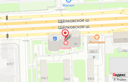 Медицинская лаборатория Горлаб на метро Щёлковская на карте