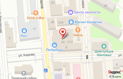 Супермаркет Пятёрочка, сеть супермаркетов на улице Коммунаров на карте
