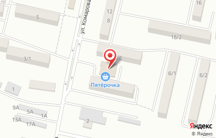 Супермаркет Пятёрочка на улице Комарова на карте
