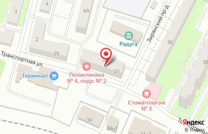 Городская клиническая поликлиника №4 на Транспортной улице на карте