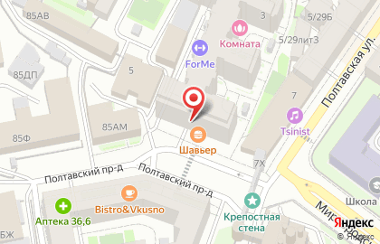 Киоск по продаже хлебобулочных изделий на Полтавской улице на карте