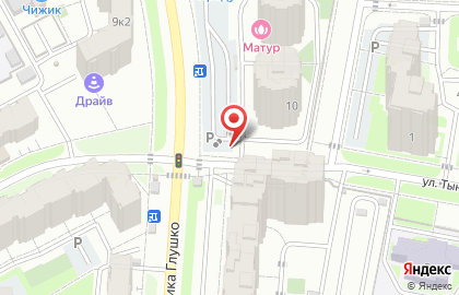 Автостоянка на ул. Академика Глушко, 10в на карте