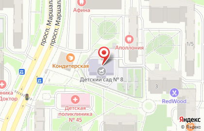 Детский сад №8 на проспекте Маршала Жукова на карте