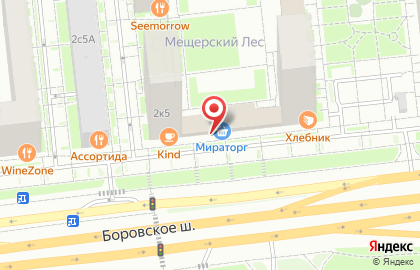 Супермаркет Мираторг в Москве на карте