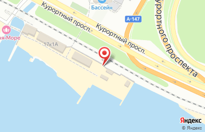 Пляж Спутник в Сочи на карте