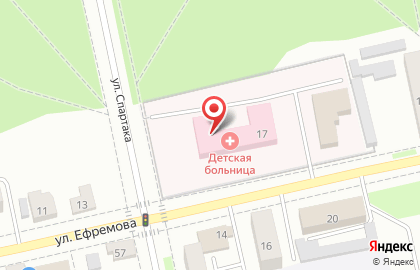 Шадринская детская больница на улице Ефремова на карте