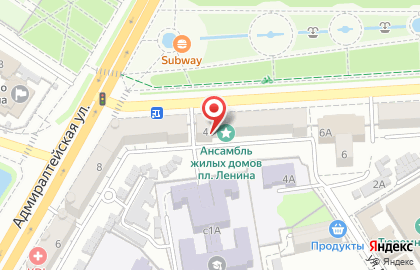 Амфибия на площади Ленина на карте