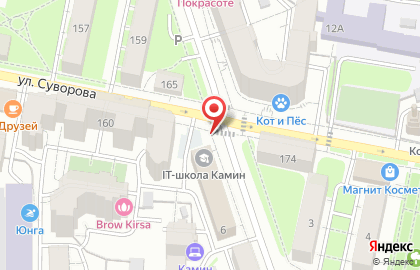 Киоск по продаже овощей и фруктов на улице Суворова на карте