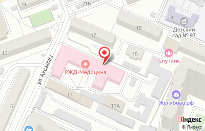 Клиническая больница РЖД-Медицина в Железнодорожном районе на карте
