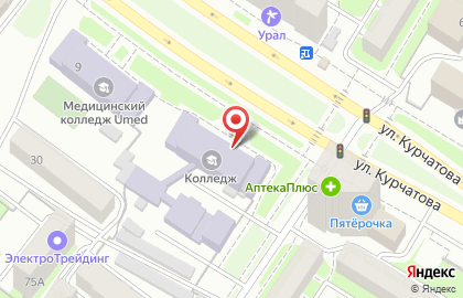 Терминал СМП Банк на улице Курчатова, 7 на карте