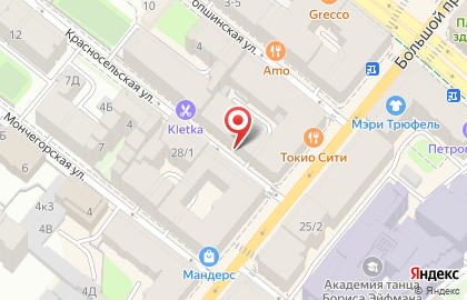 Магазин тканей и швейной фурнитуры Кутюрье на Красносельской улице на карте