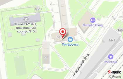 Супермаркет Пятёрочка в Анадырском проезде на карте