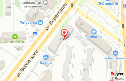 Магазин автозапчастей АвтоПрофи на улице Воровского на карте