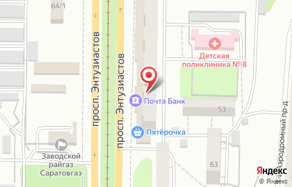 Отделение почтовой связи Почта России на проспекте Энтузиастов на карте