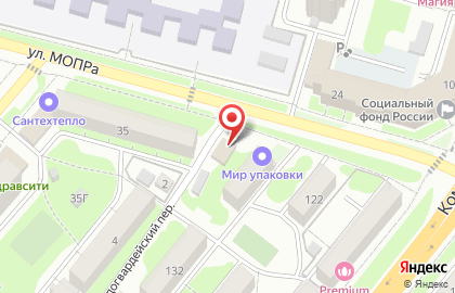 Продовольственный магазин Свияга в Молодогвардейском переулке на карте