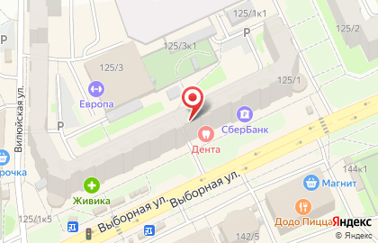 Сеть супермаркетов Универсам удачных покупок на Выборной улице, 125/1 на карте