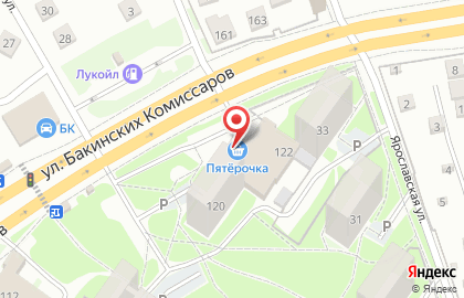 Супермаркет Пятёрочка на улице Бакинских Комиссаров на карте