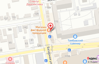 Магазин овощей Тепличное на Базарной улице на карте