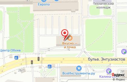 Супермаркет цифровой и бытовой техники DNS на бульваре Энтузиастов на карте