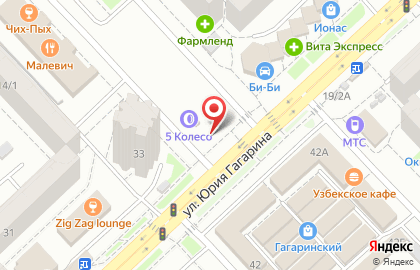Шиномонтажная мастерская 5 колесо на улице Юрия Гагарина на карте