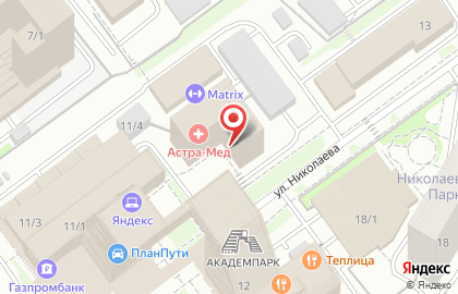 Многопрофильная клиника Астра-мед на улице Николаева на карте