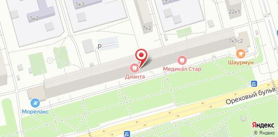 Стоматология Дианта на метро Домодедовская на карте